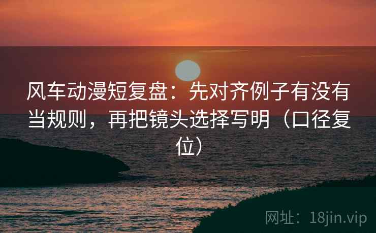 风车动漫短复盘：先对齐例子有没有当规则，再把镜头选择写明（口径复位）