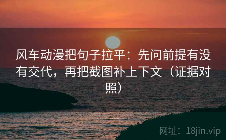 风车动漫把句子拉平：先问前提有没有交代，再把截图补上下文（证据对照）